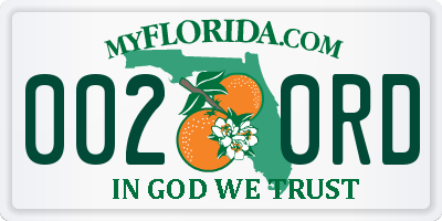 FL license plate 0020RD