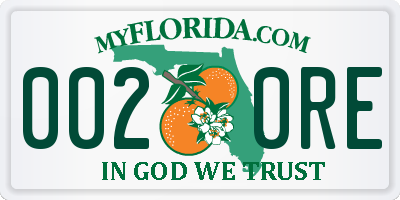 FL license plate 0020RE