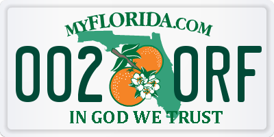 FL license plate 0020RF