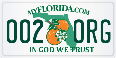 FL license plate 0020RG