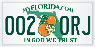 FL license plate 0020RJ