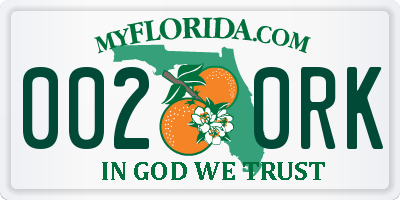 FL license plate 0020RK
