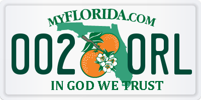 FL license plate 0020RL