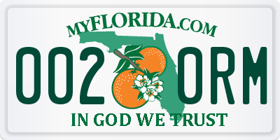 FL license plate 0020RM