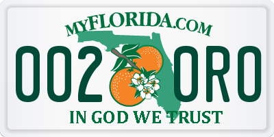 FL license plate 0020RO