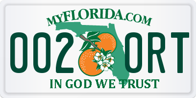 FL license plate 0020RT