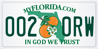 FL license plate 0020RW