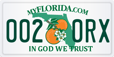 FL license plate 0020RX