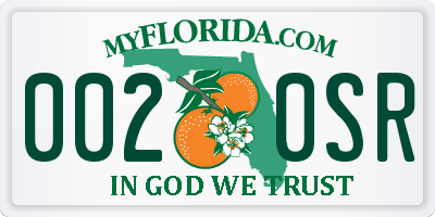 FL license plate 0020SR