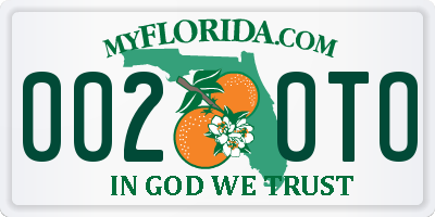 FL license plate 0020TO