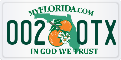 FL license plate 0020TX
