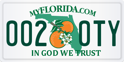 FL license plate 0020TY