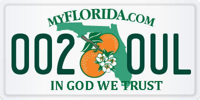 FL license plate 0020UL