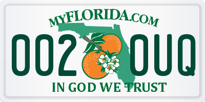 FL license plate 0020UQ