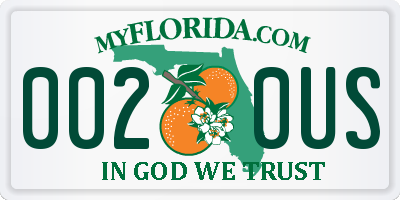 FL license plate 0020US