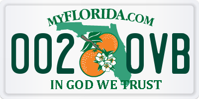 FL license plate 0020VB