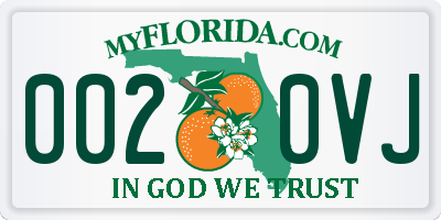 FL license plate 0020VJ