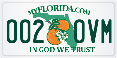FL license plate 0020VM