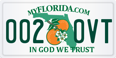 FL license plate 0020VT