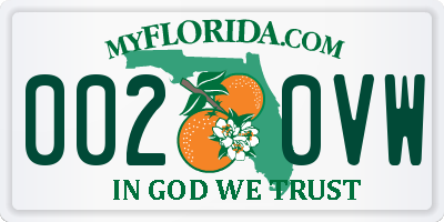 FL license plate 0020VW