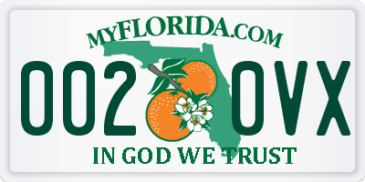 FL license plate 0020VX