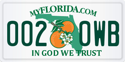 FL license plate 0020WB