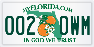 FL license plate 0020WM