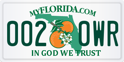 FL license plate 0020WR