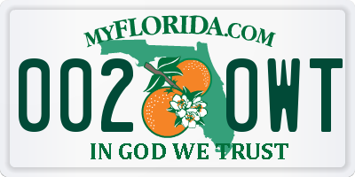 FL license plate 0020WT