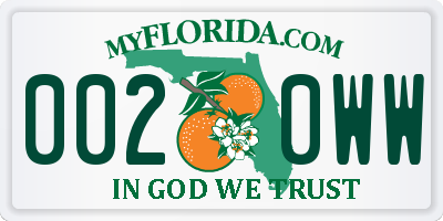 FL license plate 0020WW