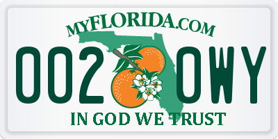FL license plate 0020WY