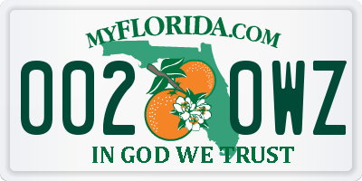 FL license plate 0020WZ