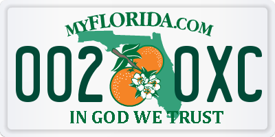 FL license plate 0020XC