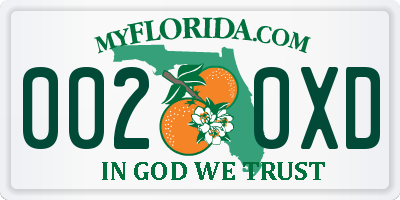 FL license plate 0020XD