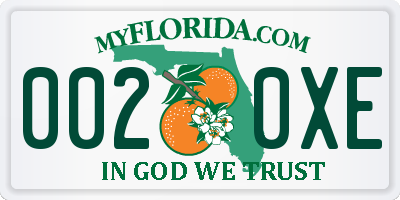 FL license plate 0020XE
