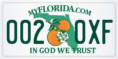 FL license plate 0020XF