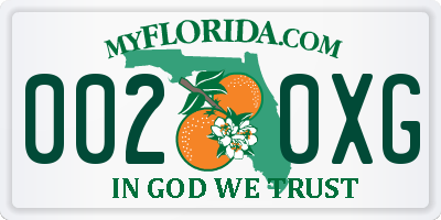FL license plate 0020XG