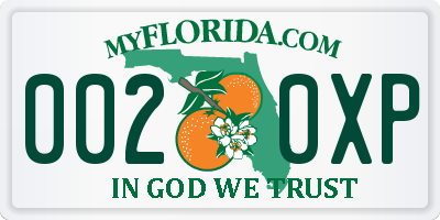 FL license plate 0020XP