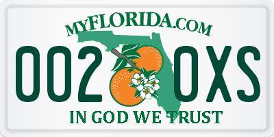FL license plate 0020XS