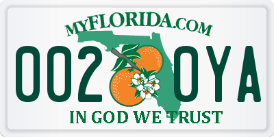 FL license plate 0020YA