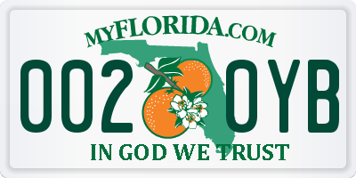 FL license plate 0020YB