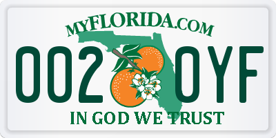 FL license plate 0020YF