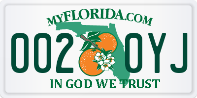 FL license plate 0020YJ