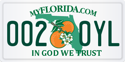 FL license plate 0020YL