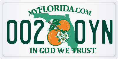 FL license plate 0020YN