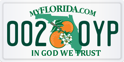 FL license plate 0020YP