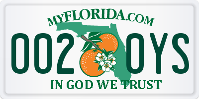 FL license plate 0020YS