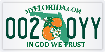 FL license plate 0020YY