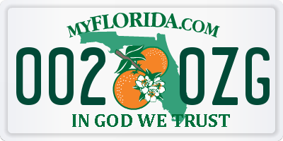 FL license plate 0020ZG