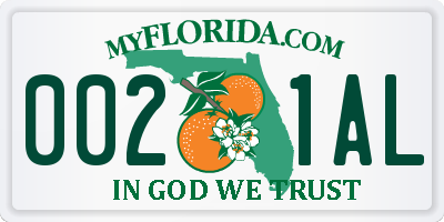 FL license plate 0021AL
